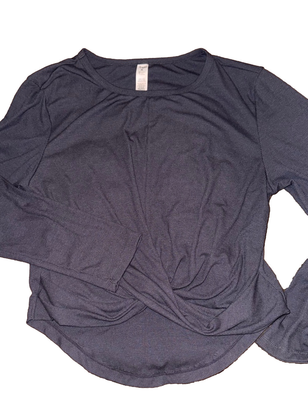 Women’s Long Sleeve Twist Front athletic Top - black size XL